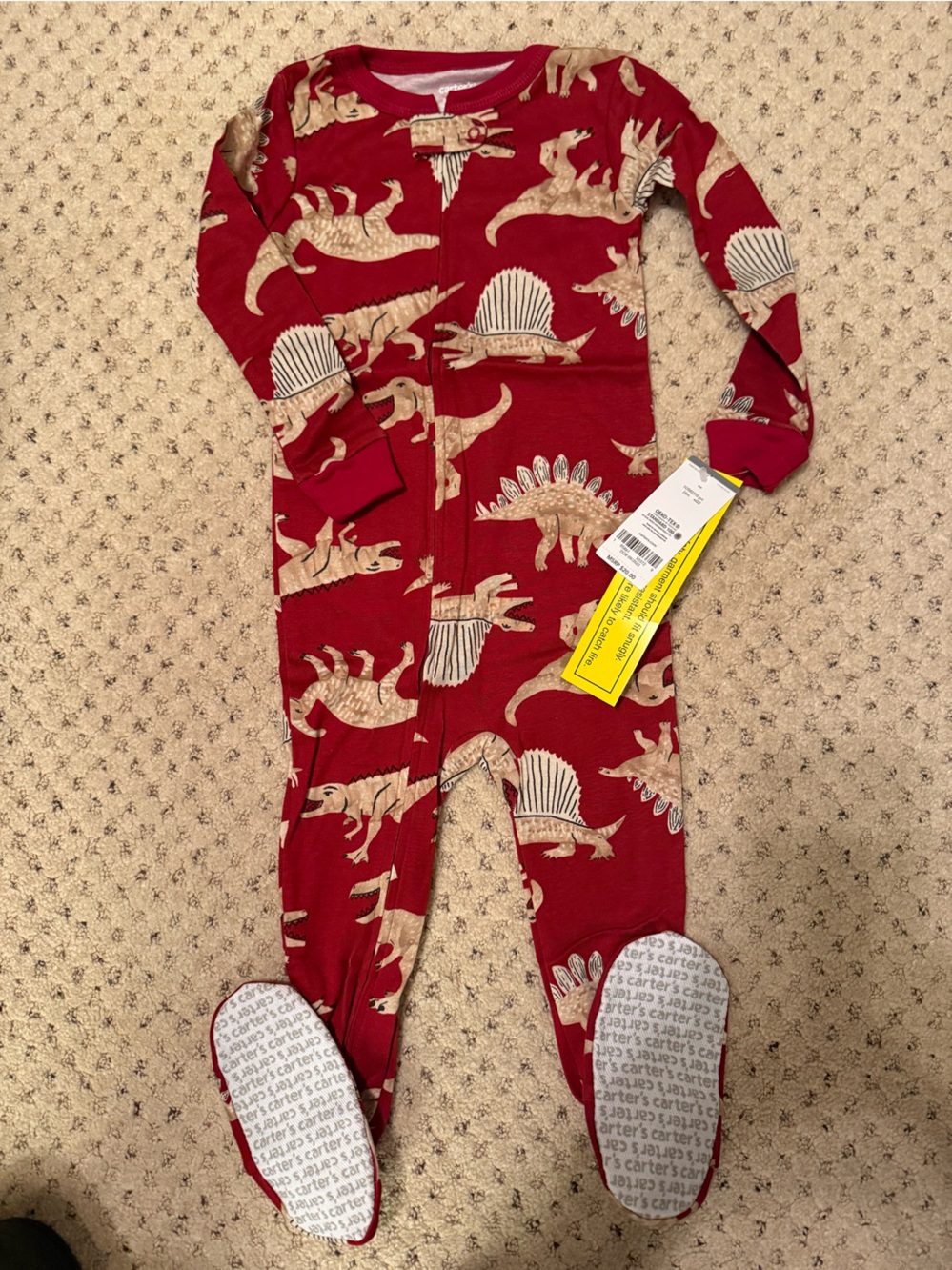 Carter's Red Dinosaur Footed One-Piece Pajamas